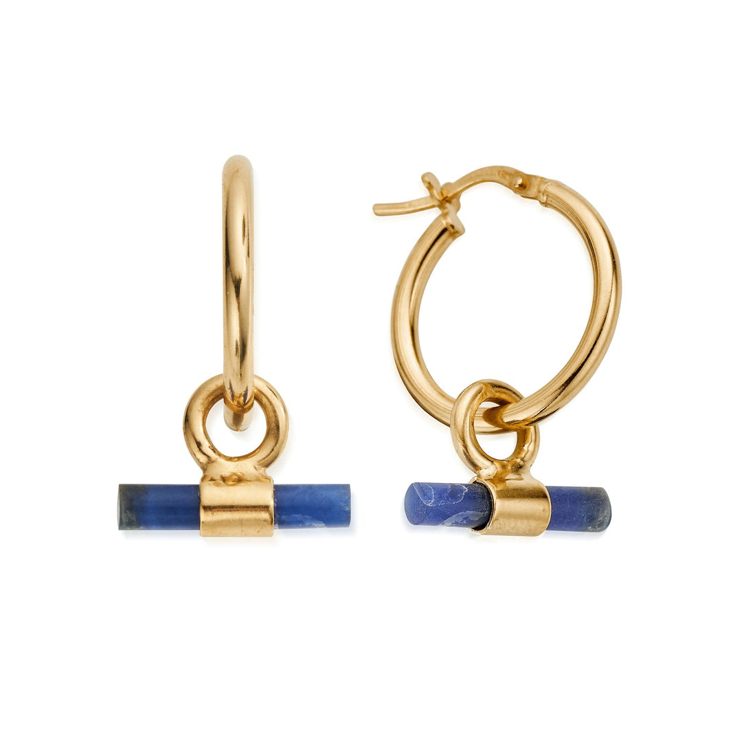 ChloBo Gold Sodalite T - Bar Hoop Earrings - MococoChloBoGEH33979501587487174Earrings