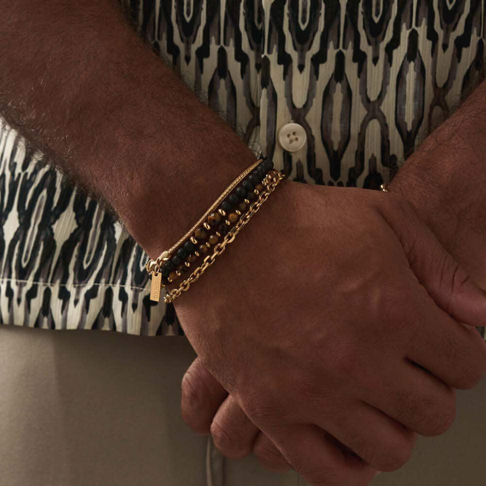 ChloBo Men's Gold Tiger's Eye Mini Disc Bracelet - MococoChloBoGBTEMDM754169352387Bracelets