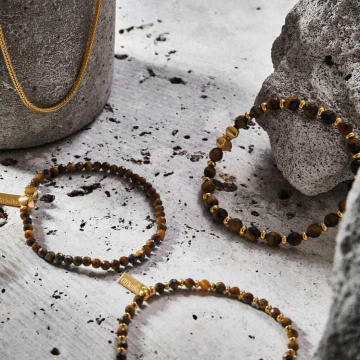 ChloBo Men's Gold Tiger's Eye Slim Round Bracelet - MococoChloBoGBTESLMRM5060436644242Bracelets
