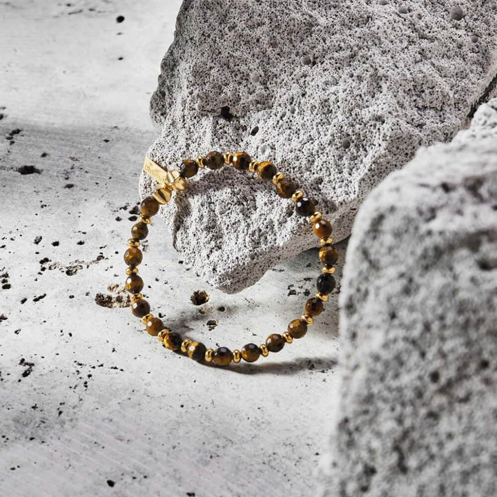 ChloBo Men's Gold Tiger's Eye Slim Round Bracelet - MococoChloBoGBTESLMRM5060436644242Bracelets