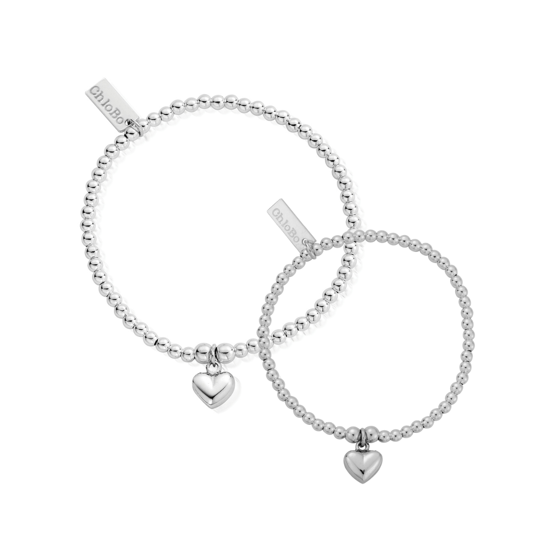 ChloBo Mummy & Mini Cute Puffed Heart Set of 2 Bracelets - MococoChloBoBracelets