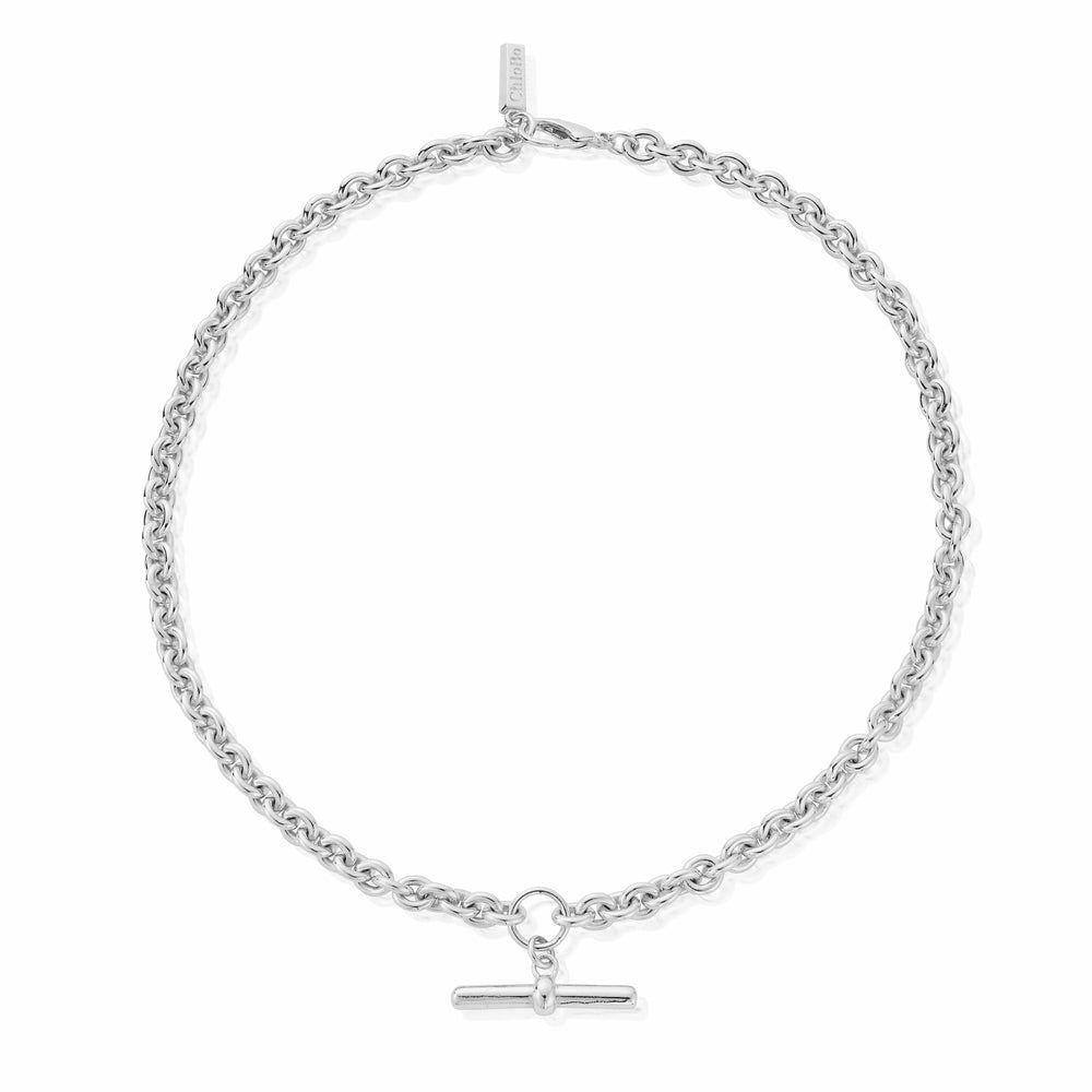 ChloBo Silver Anchor Chain T-Bar Necklace Image 1
