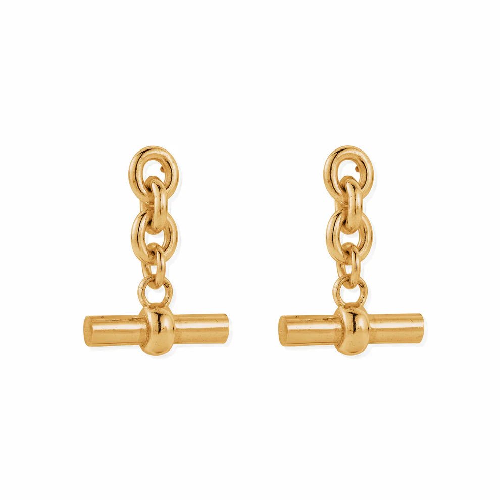 ChloBo Silver and Gold Anchor Chain 3 Link T - Bar Earrings - MococoChloBoCC-G-ER-6-S19505177963543Earrings