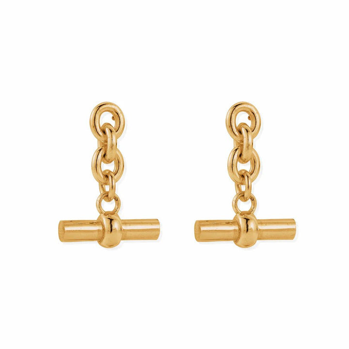 ChloBo Silver and Gold Anchor Chain 3 Link T - Bar Earrings - MococoChloBoCC-G-ER-6-S19505177963543Earrings