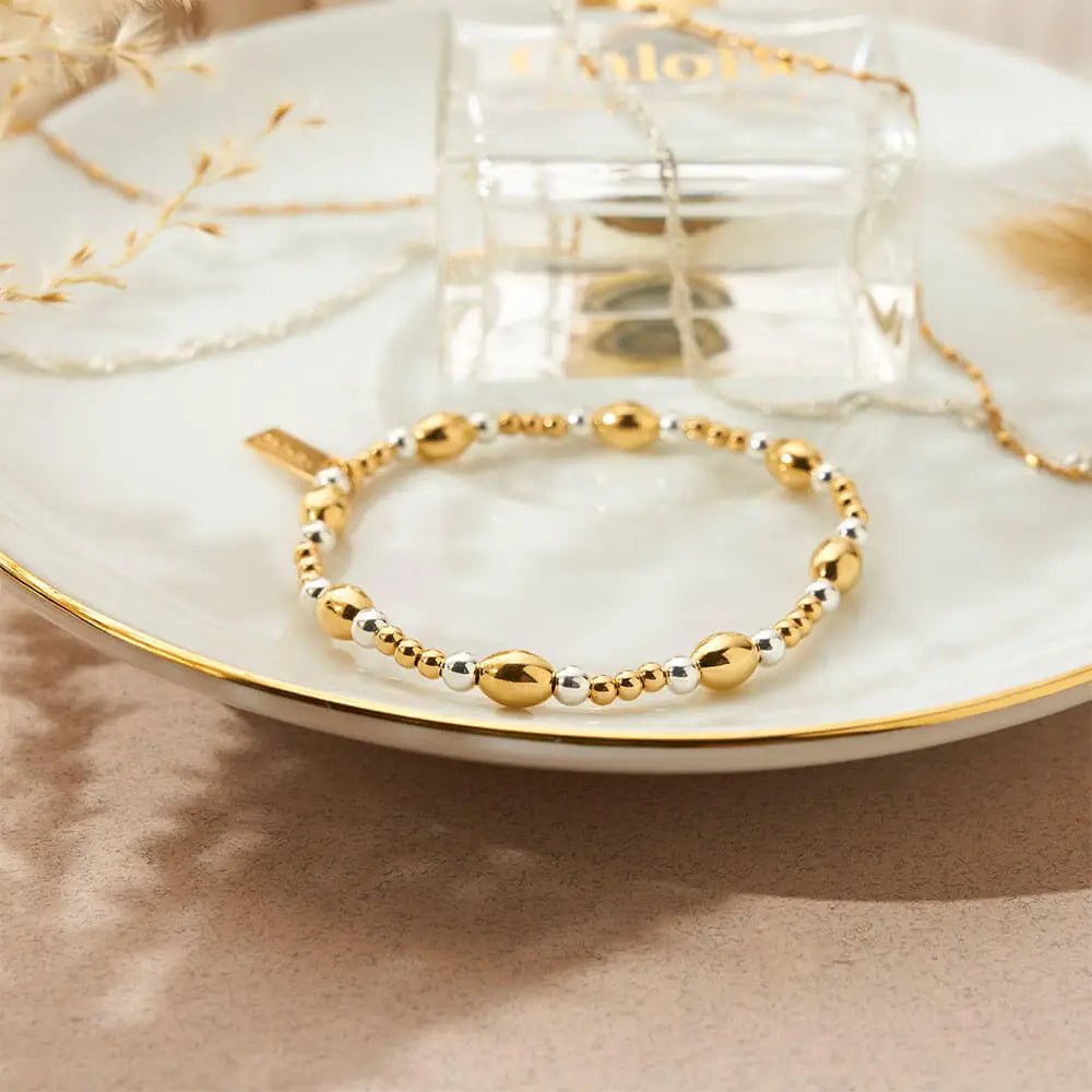 Chlobo Silver and Gold Cute Oval Filler Bracelet - MococoChloBoGMBCOR9504963342258Bracelets