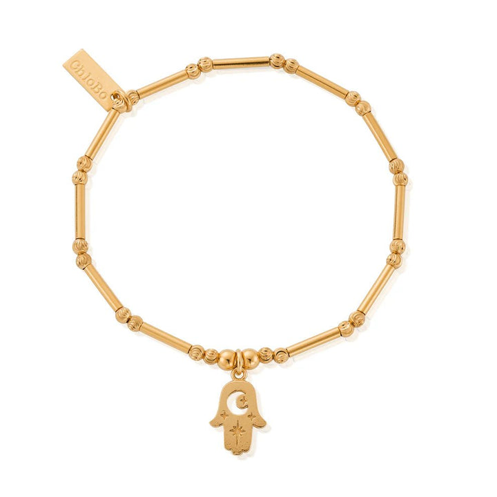 ChloBo Silver and Gold Dainty Moon Cut Hamsa Bracelet - MococoChloBoGBMCTN33759506492424146Bracelet