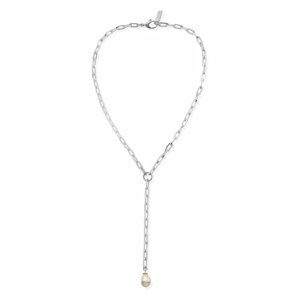 ChloBo Silver and Gold Mini Link Pearl Lariat Necklace - MococoChloBoCC-S-NE-20-S19507734499458Necklace