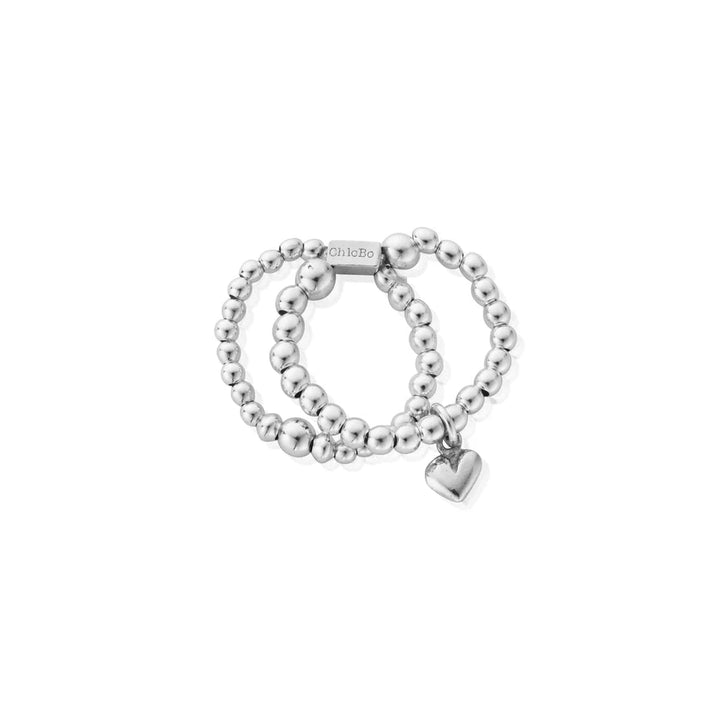 ChloBo Silver and Gold Mini Puffed Heart Double Ring - MococoChloBoSR1D11999505395478140Ring