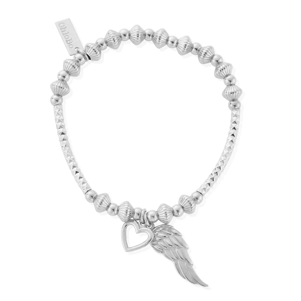 ChloBo Silver and Gold Pattern Noodle Disc Heart and Angel Wing Bracelet - MococoChloBoSBHNCD0077039505278557689Bracelet