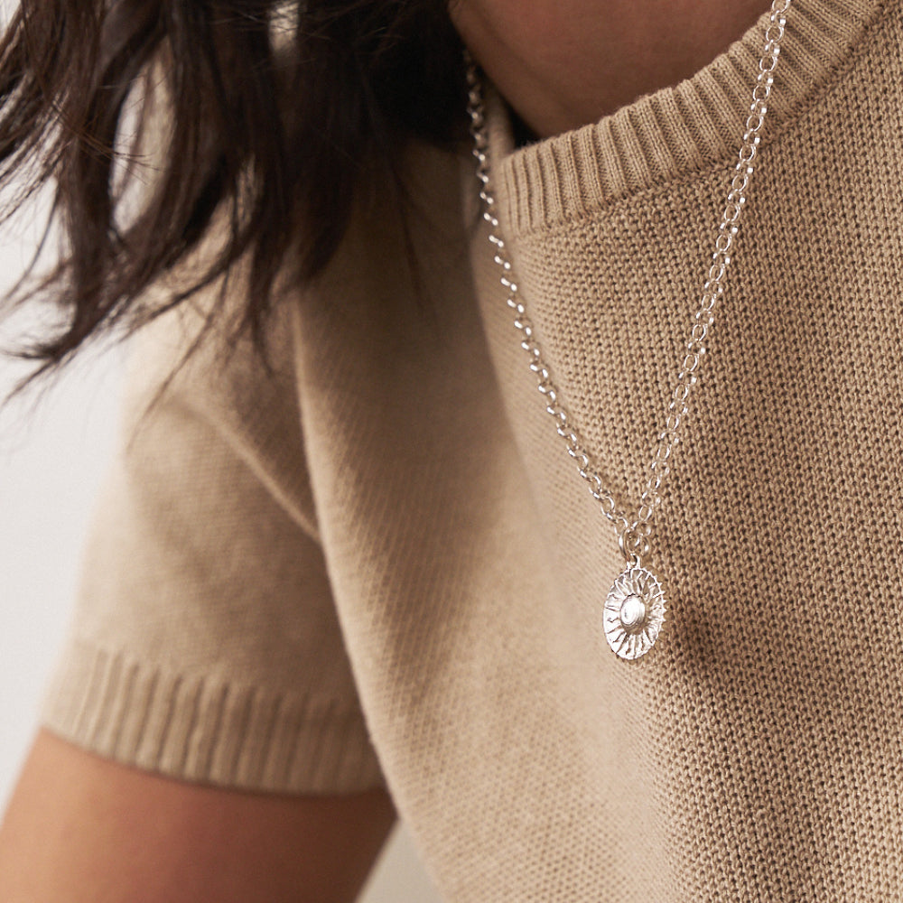 ChloBo Silver Belcher Chain Sun Necklace Image 3