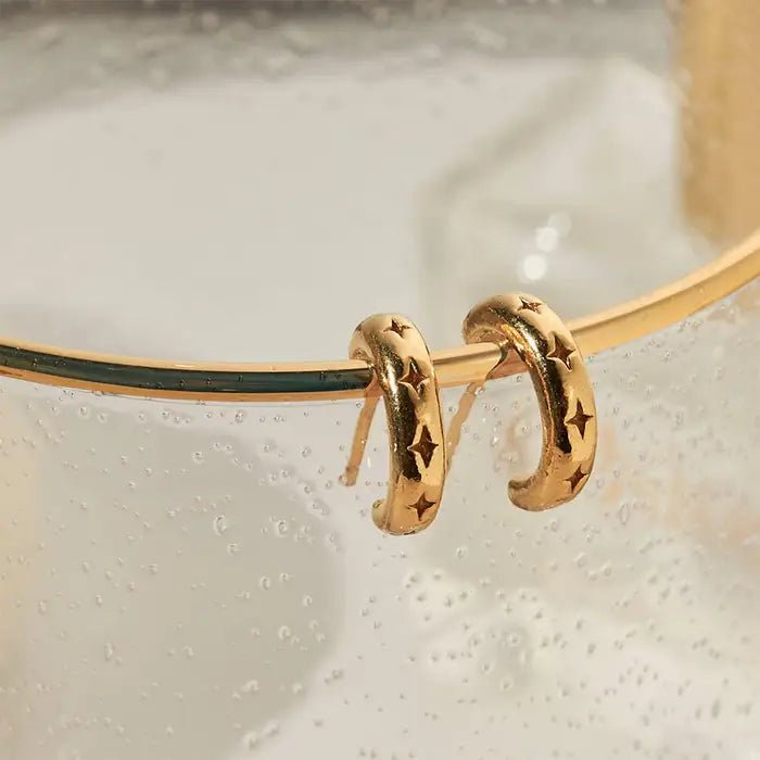 Chlobo Silver Cut Out North Star Huggie Hoop Earrings - MococoChloBoSEH33229503814447661Earrings