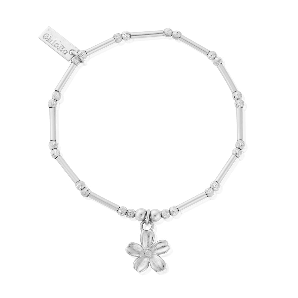 ChloBo Silver Dainty Moon Cut Forget Me Not Bracelet - MococoChloBoSBMCTN34109508689475429Bracelets