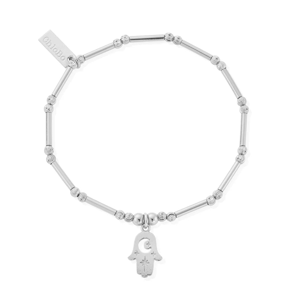 ChloBo Silver Dainty Moon Cut Hamsa Bracelet - MococoChloBoSBMCTN33749505885988180Bracelets