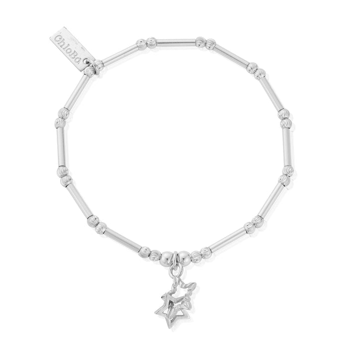 ChloBo Silver Dainty Moon Cut Interlocking Star Bracelet Image 1