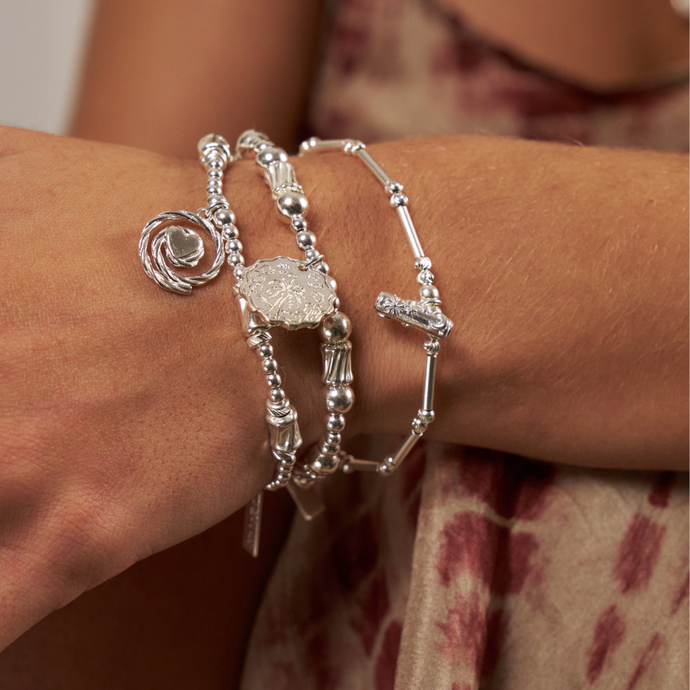 ChloBo Silver Dainty Moon Cut T-Bar Bracelet Image 2