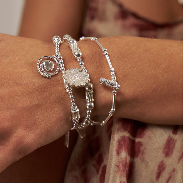 ChloBo Silver Dainty Moon Cut T-Bar Bracelet Image 2