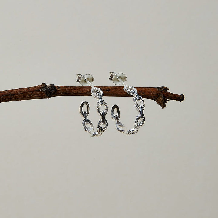 ChloBo Silver Figaro Huggie Hoop Chain Earrings - MococoChloBoSEH34709503117523512Earrings