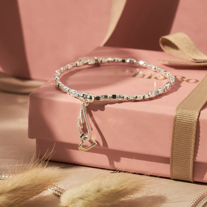 ChloBo Silver Interlocking Angel Wing and Heart Necklace & Bracelet Set - MococoChloBoJewellery Sets