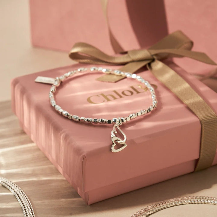 ChloBo Silver Interlocking Angel Wing and Heart Necklace & Bracelet Set - MococoChloBoJewellery Sets