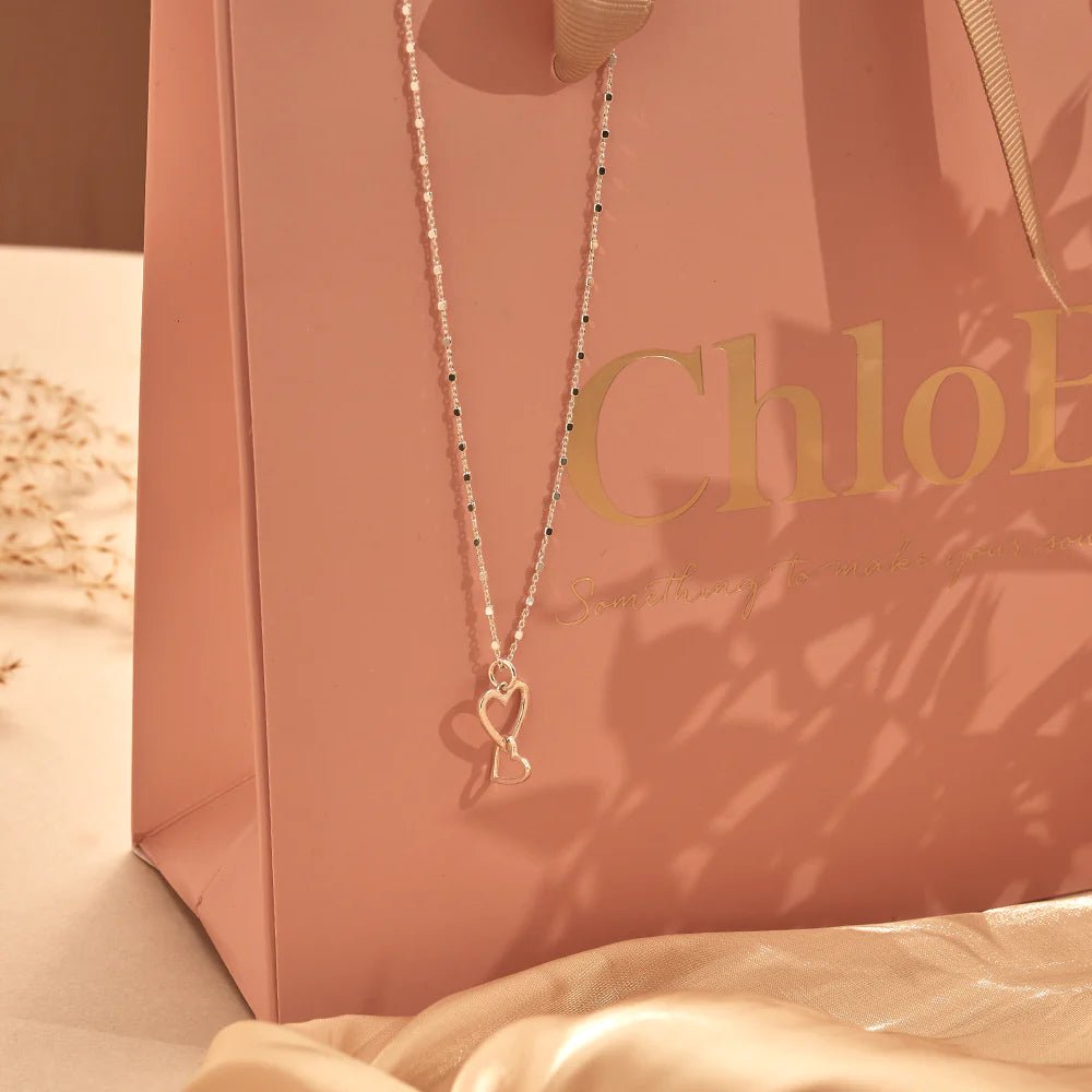 Chlobo Silver Interlocking Love Heart Necklace & Bracelet Set - MococoChloBoJewellery Sets