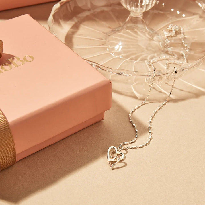 Chlobo Silver Interlocking Love Heart Necklace & Bracelet Set - MococoChloBoJewellery Sets