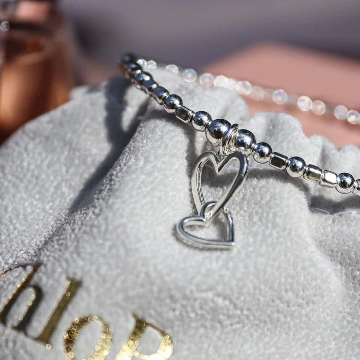 Chlobo Silver Interlocking Love Heart Necklace & Bracelet Set - MococoChloBoJewellery Sets