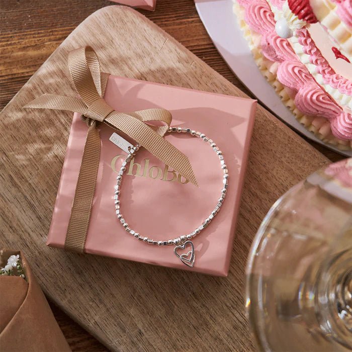 Chlobo Silver Interlocking Love Heart Necklace & Bracelet Set - MococoChloBoJewellery Sets