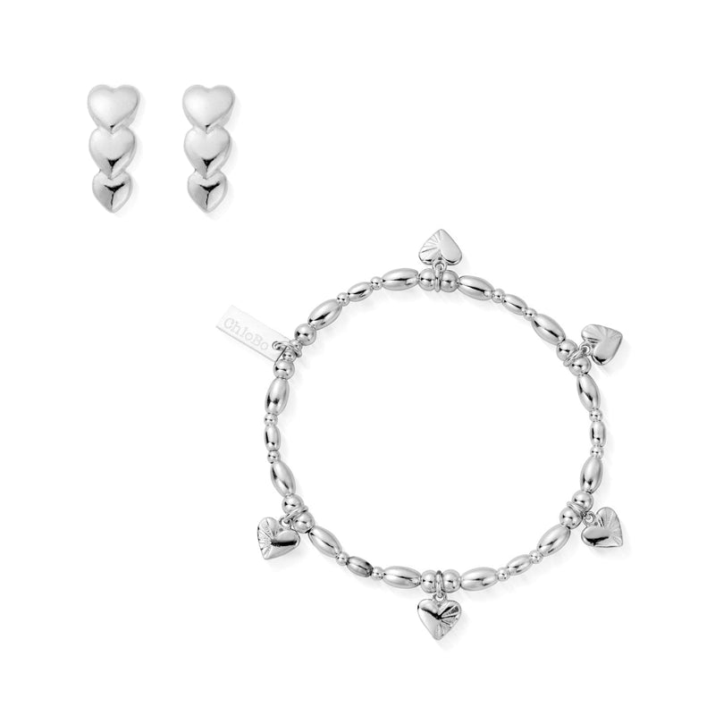 ChloBo Silver Life Lover Bracelet & Earrings Set - MococoChloBoJewellery Sets