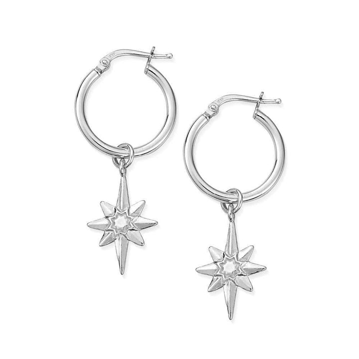ChloBo Silver Lucky Star Hoop Earrings Image 1