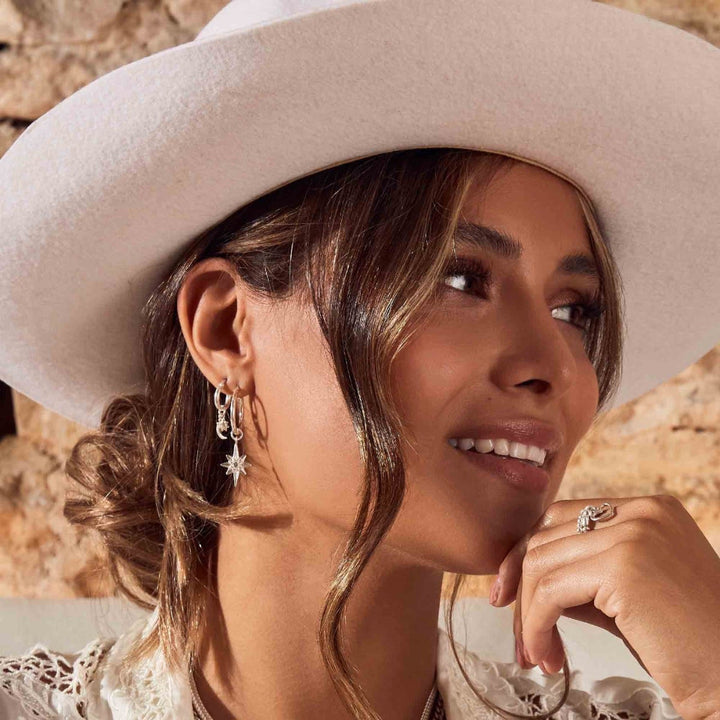 ChloBo Silver Lucky Star Hoop Earrings Image 3