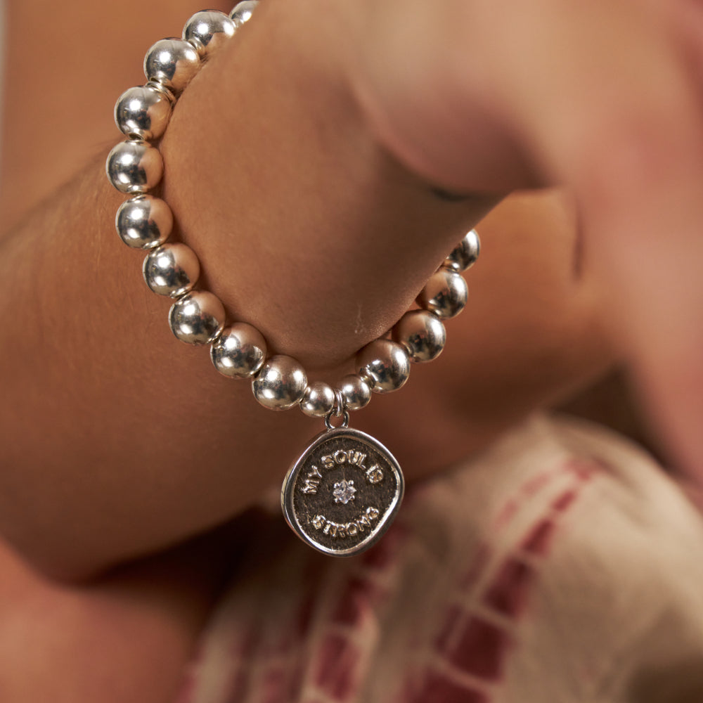 ChloBo Silver Medium Ball My Soul Is Strong Bracelet Image 2