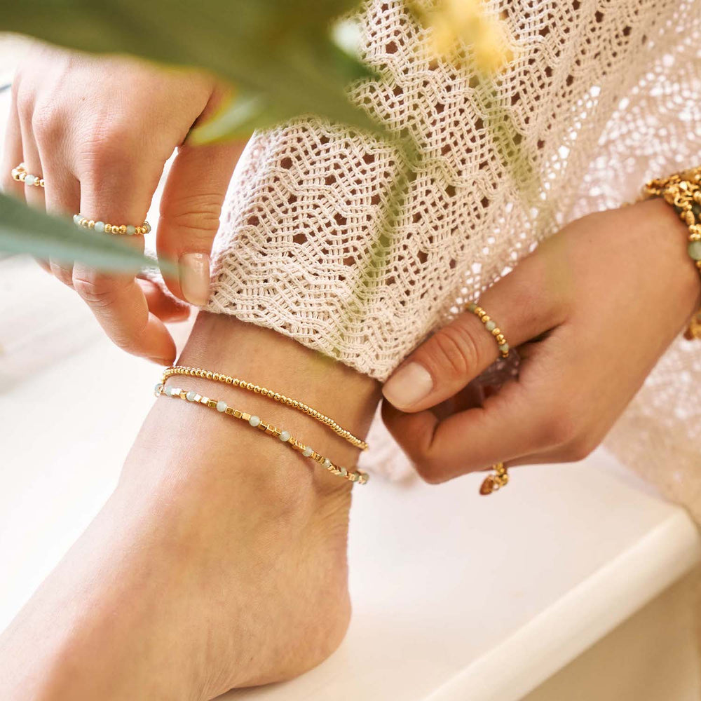 ChloBo Silver Mini Cute And Aventurine Anklet - MococoChloBoSANMCA9507277247516Anklets