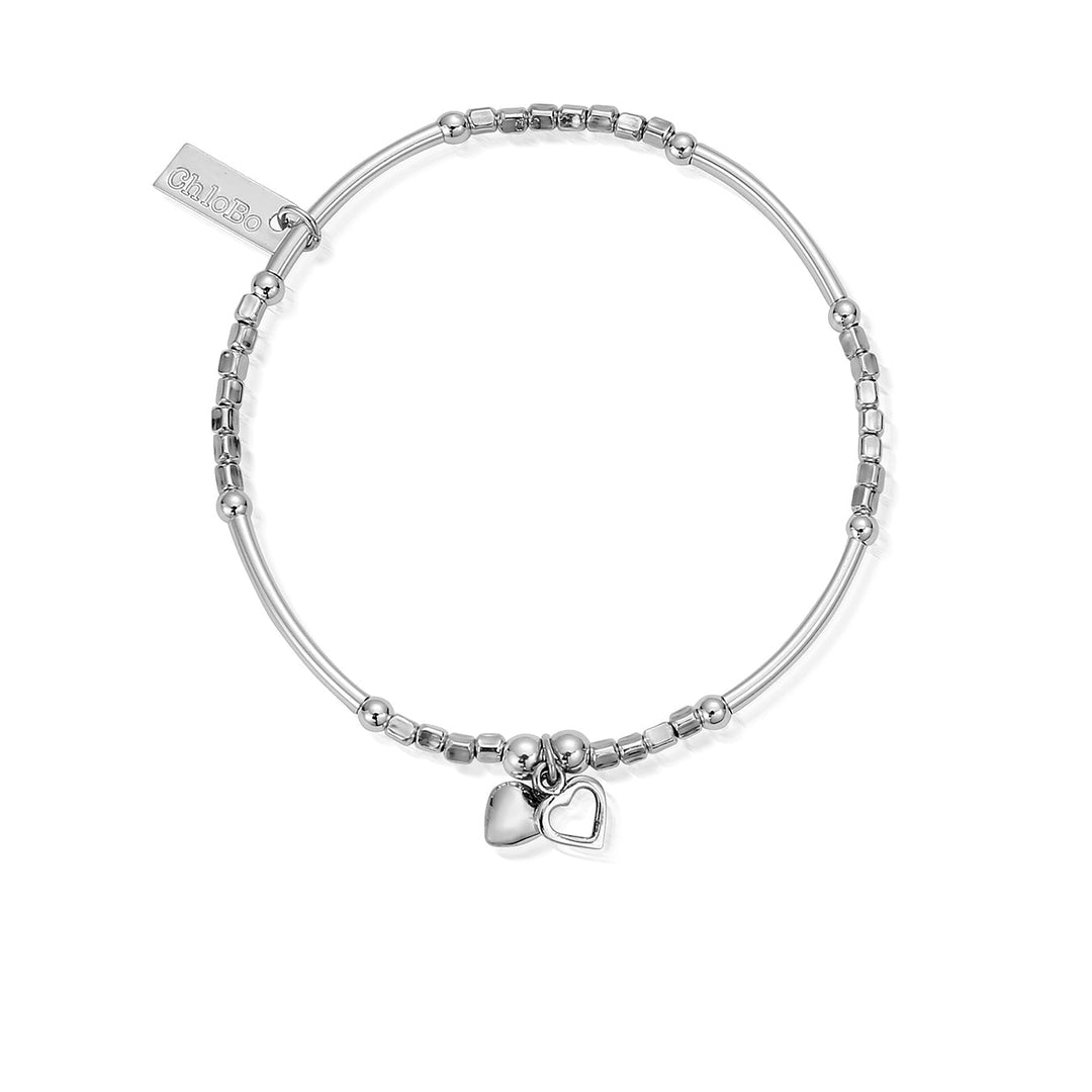ChloBo Silver Mini Noodle Cube Double Heart Bracelet - MococoChloBoSBMNC0405060436643245Bracelets