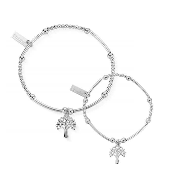 ChloBo Silver Mummy & Child Cute Mini Tree of Life Set of 2 Bracelets - MococoChloBoBracelets