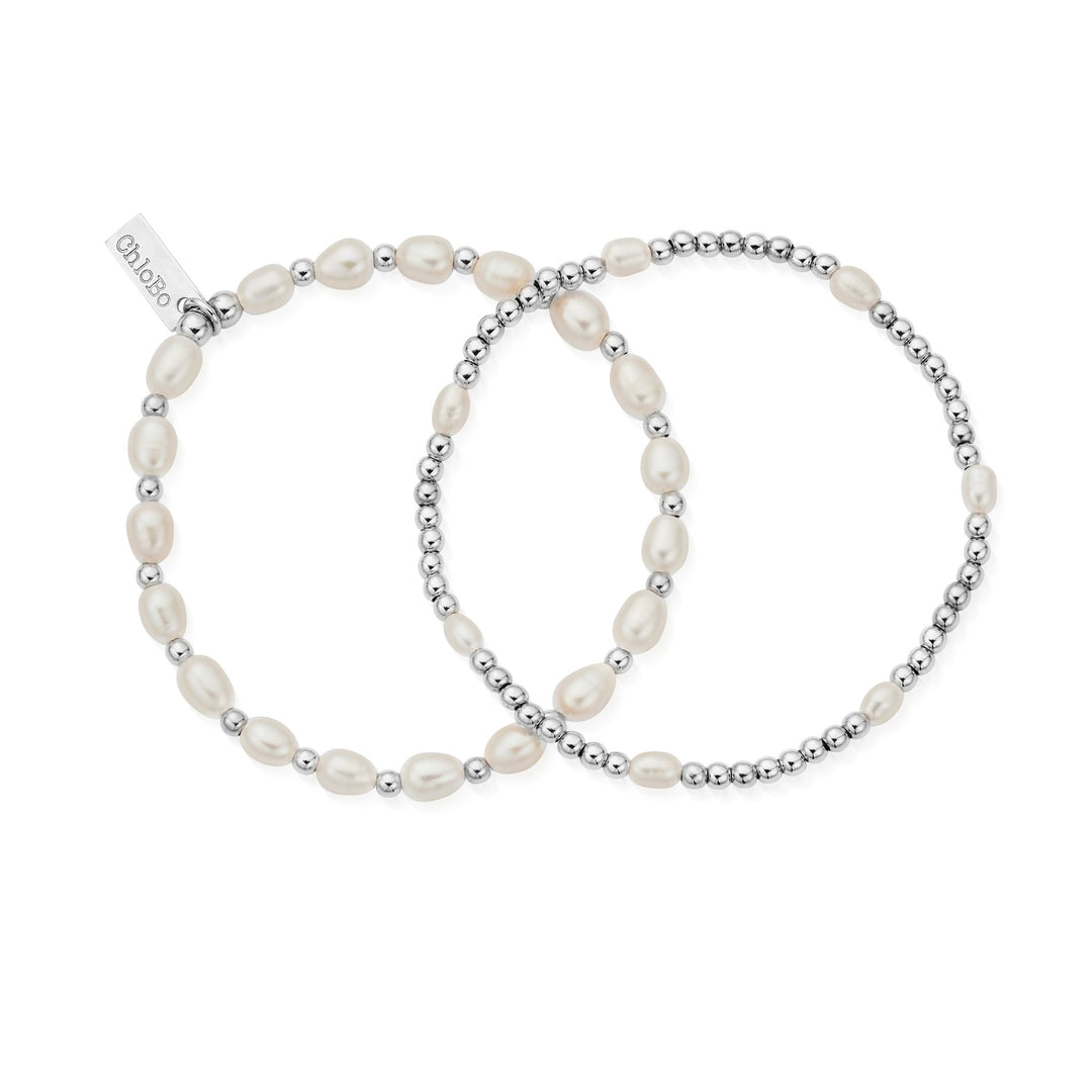 Chlobo Silver Pearl Set of 2 Bracelets - MococoChloBoSBSETP9508318661629Bracelets