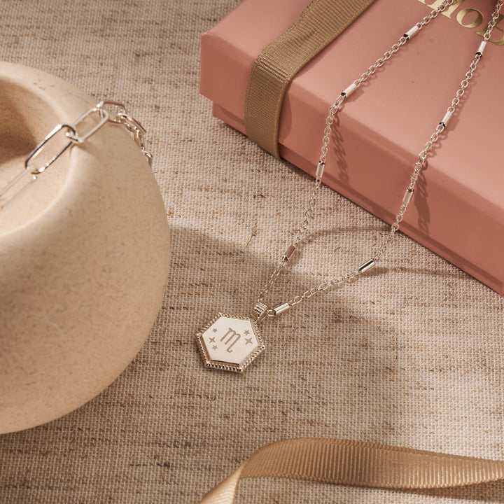 ChloBo Silver Personalised Hexagon Coin Necklace Image 4