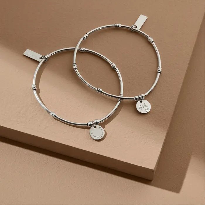 ChloBo Silver Personalised Mini Noodle Sparkle Rice Friendship Disc Bracelet - MococoChloBoSBMNSR0895060436643283Bracelets