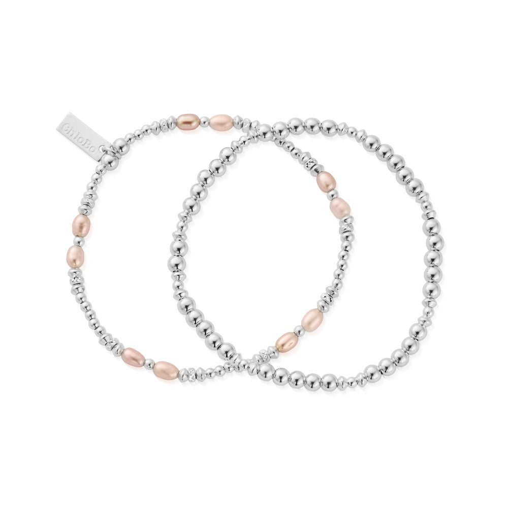 ChloBo Silver Pink Pearl Bracelet Set of 2 - MococoChloBoSBSETPP9504811376923Bracelets