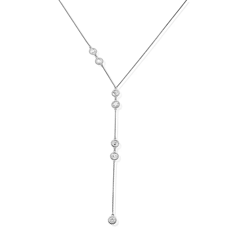Chlobo Silver Positive Vibes Lariat Necklace - MococoChloBoSNL839Necklaces