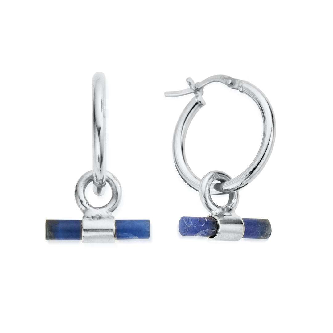 ChloBo Silver Sodalite T - Bar Hoop Earrings - MococoChloBoSEH33969501762698258Earrings