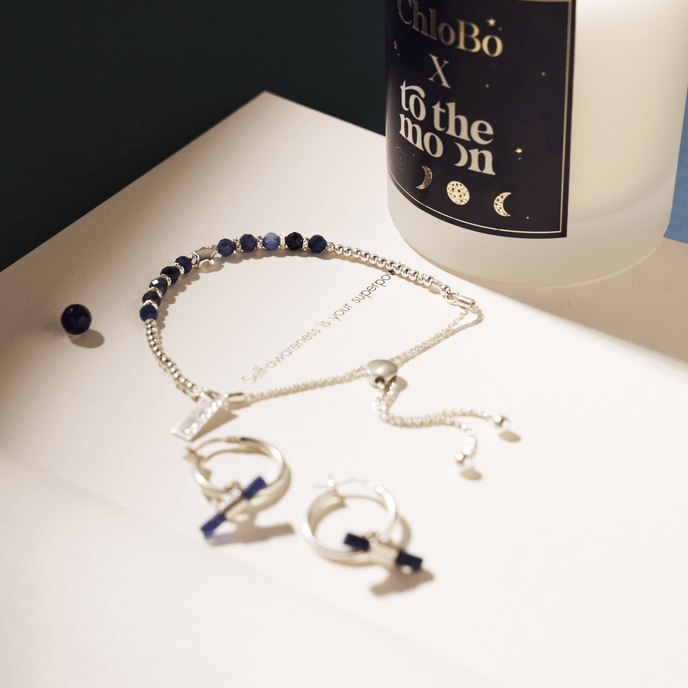 ChloBo Silver Sodalite T - Bar Hoop Earrings - MococoChloBoSEH33969501762698258Earrings
