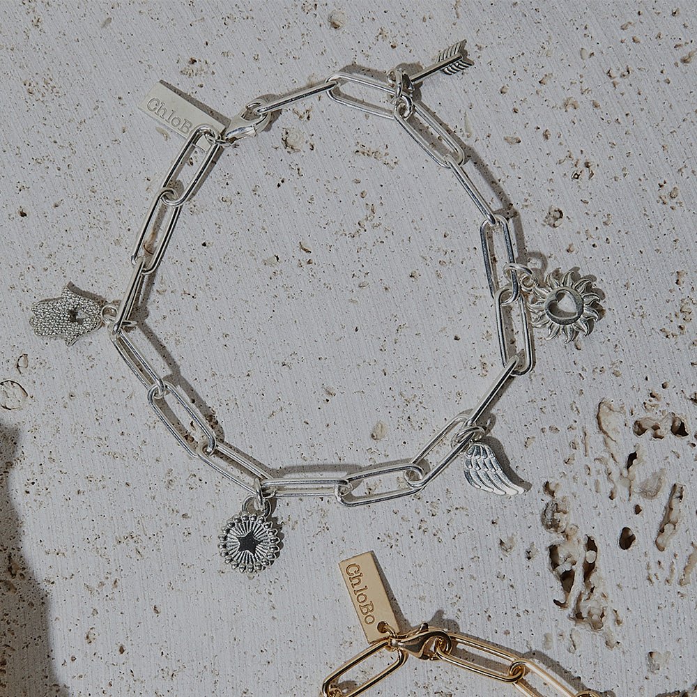 ChloBo Silver Soul Compass Multi Charm Link Chain Bracelet - MococoChloBoSBLCMSC9507494938631Bracelets
