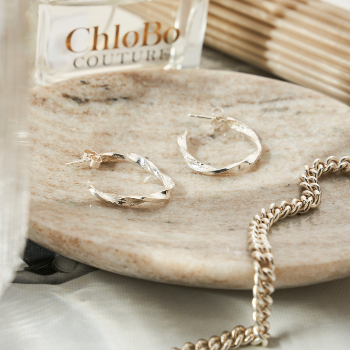 ChloBo Silver Sun Twisted Hoops