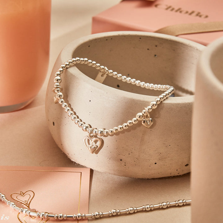 ChloBo Silver Triple Heart Bracelet Image 3