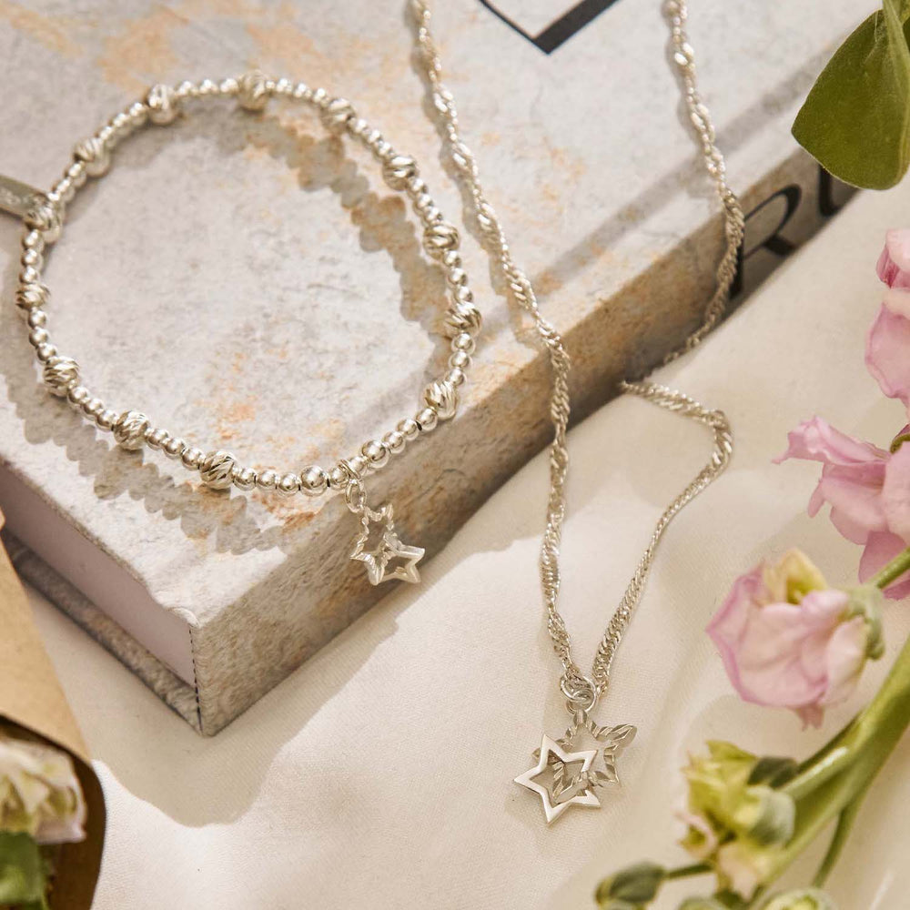 ChloBo Silver Twisted Rope Chain Interlocking Star Necklace - MococoChloBoSNTR34409502788285491Necklaces