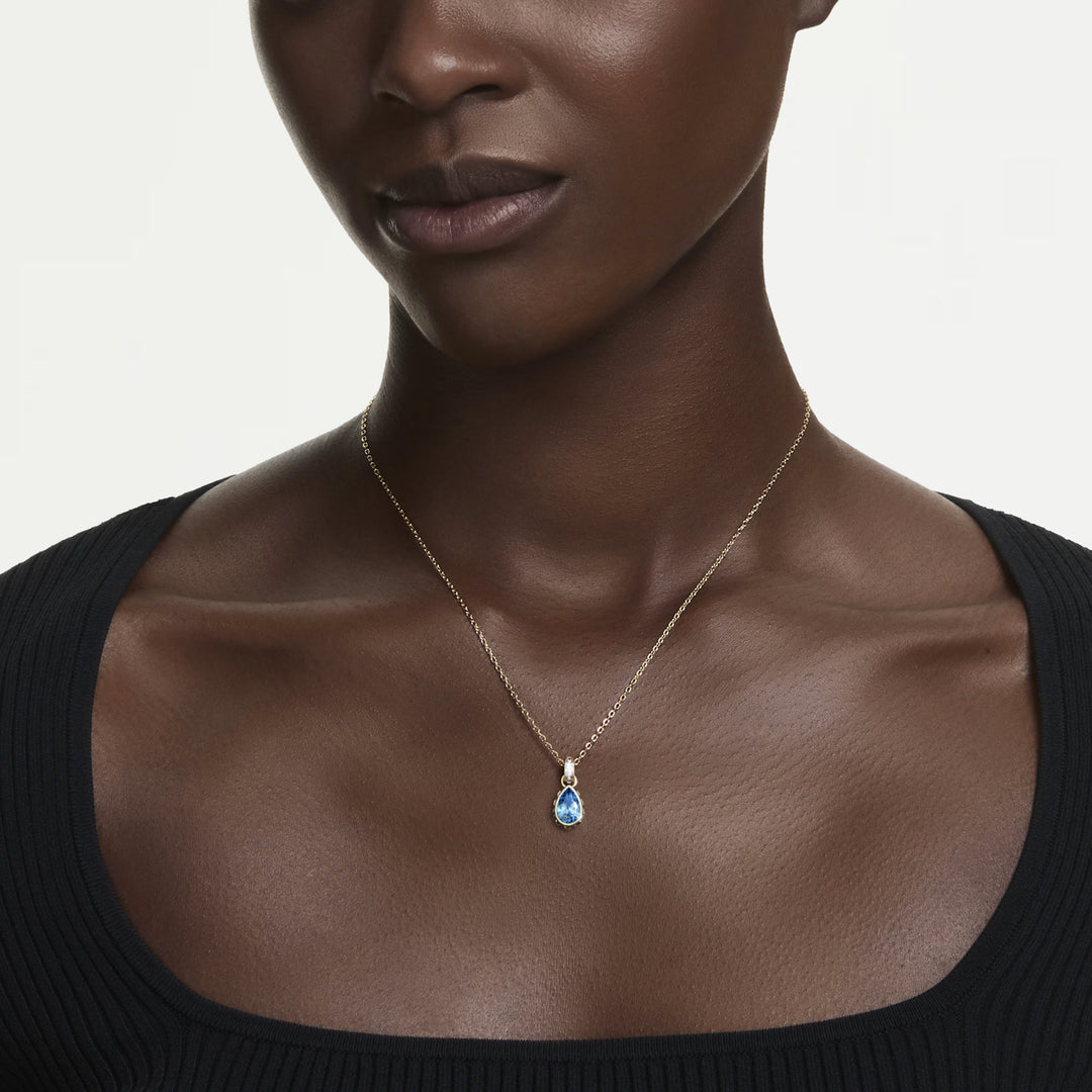 Swarovski Gold Chroma Pear Pendant Necklace