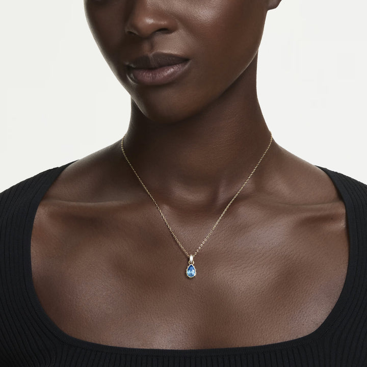 Swarovski Gold Chroma Pear Pendant Necklace
