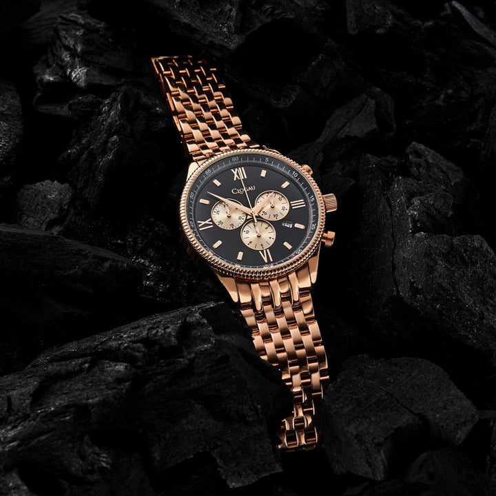 Clogau Dinas Black Dial Rose Gold Engineer - Style Bracelet Watch - MococoClogau4S000395051537381594Watches and Accessories