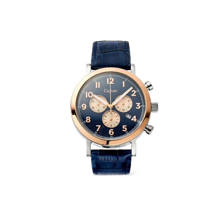 Clogau Gwynant Rose Gold Navy Blue Dial Leather Strap Men's Watch - MococoClogau4S000425051537381624Watches and Accessories