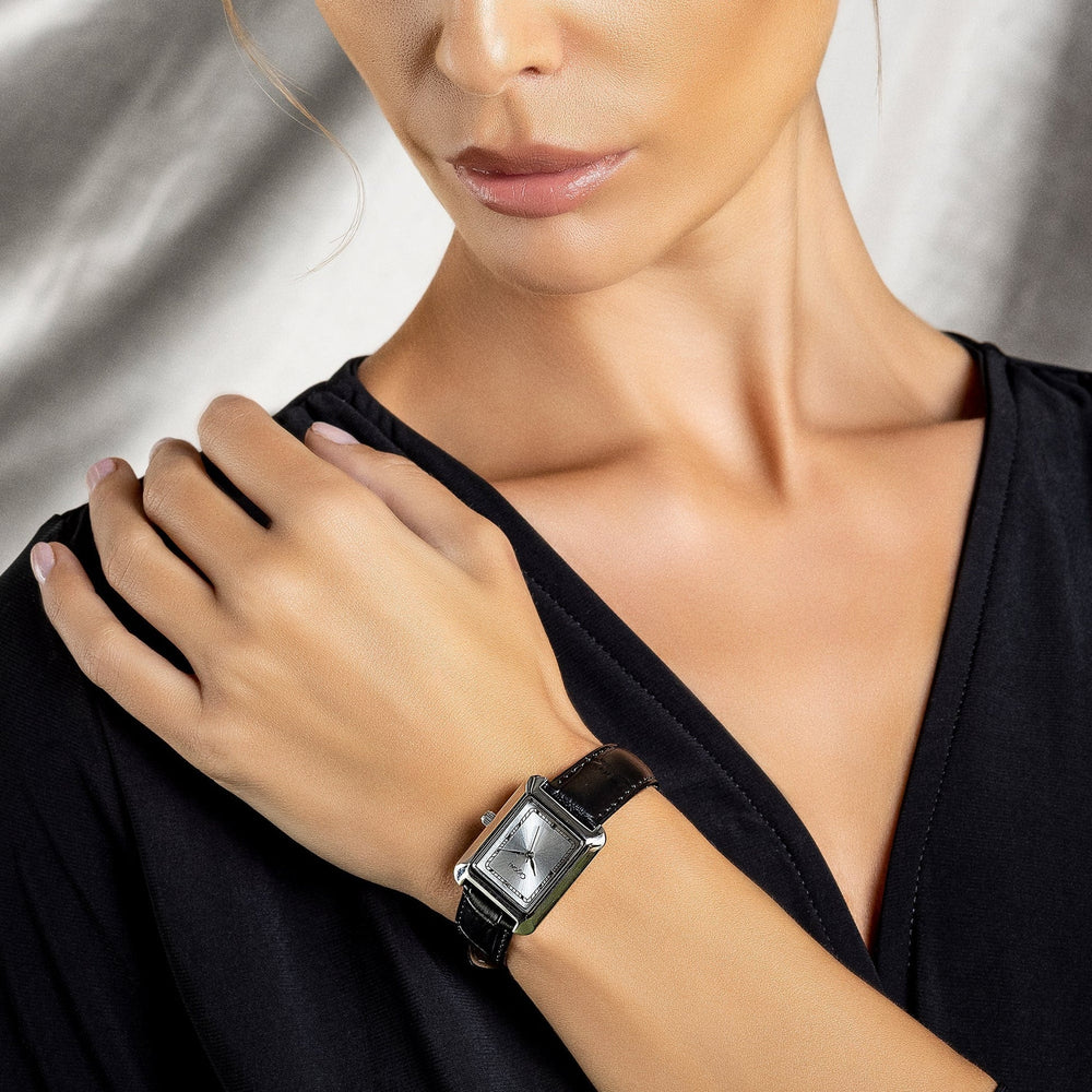 Clogau Ladies Timeless Crafnant Silver Black Leather Watch - MococoClogau4S000105051537349129Watches and Accessories